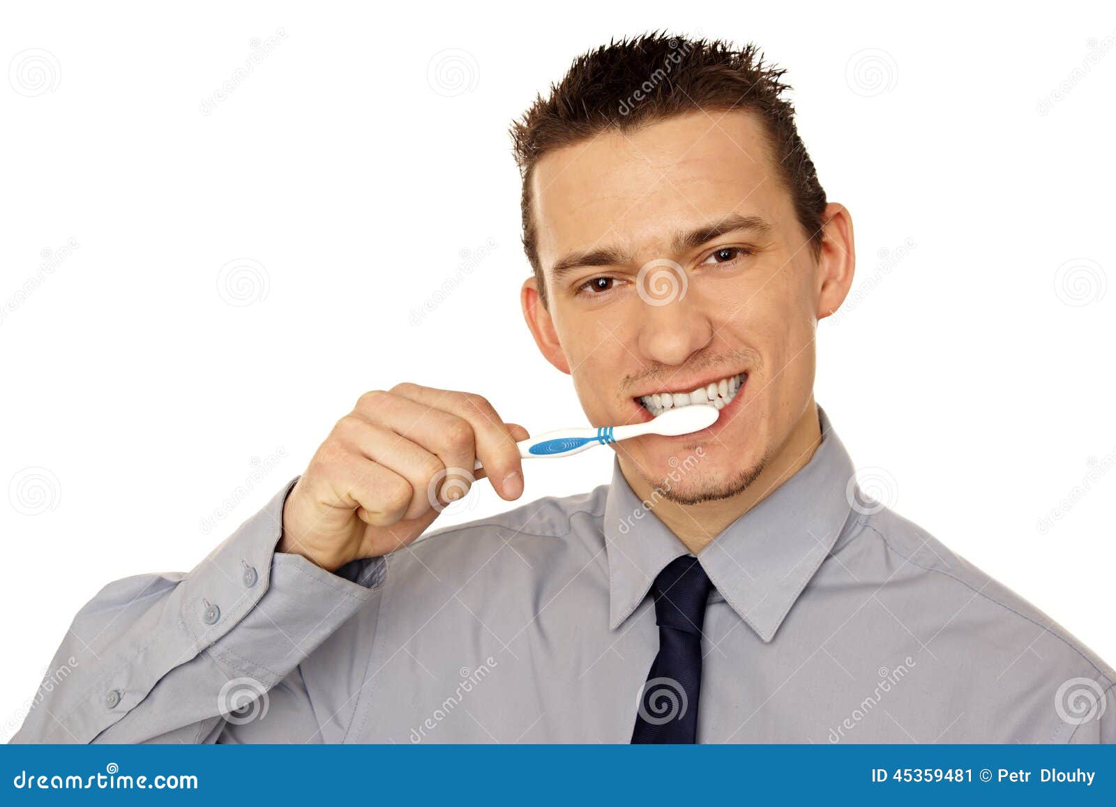 Businessman cleaning teeth stock image. Image of person 45359481