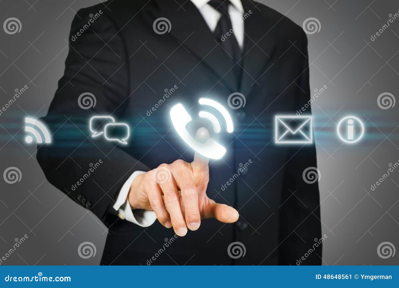 businessman clicking on call icon