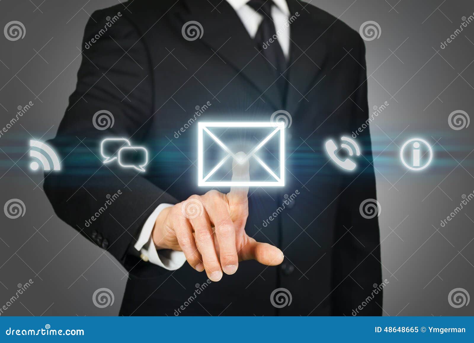 businessman clicking on email icon