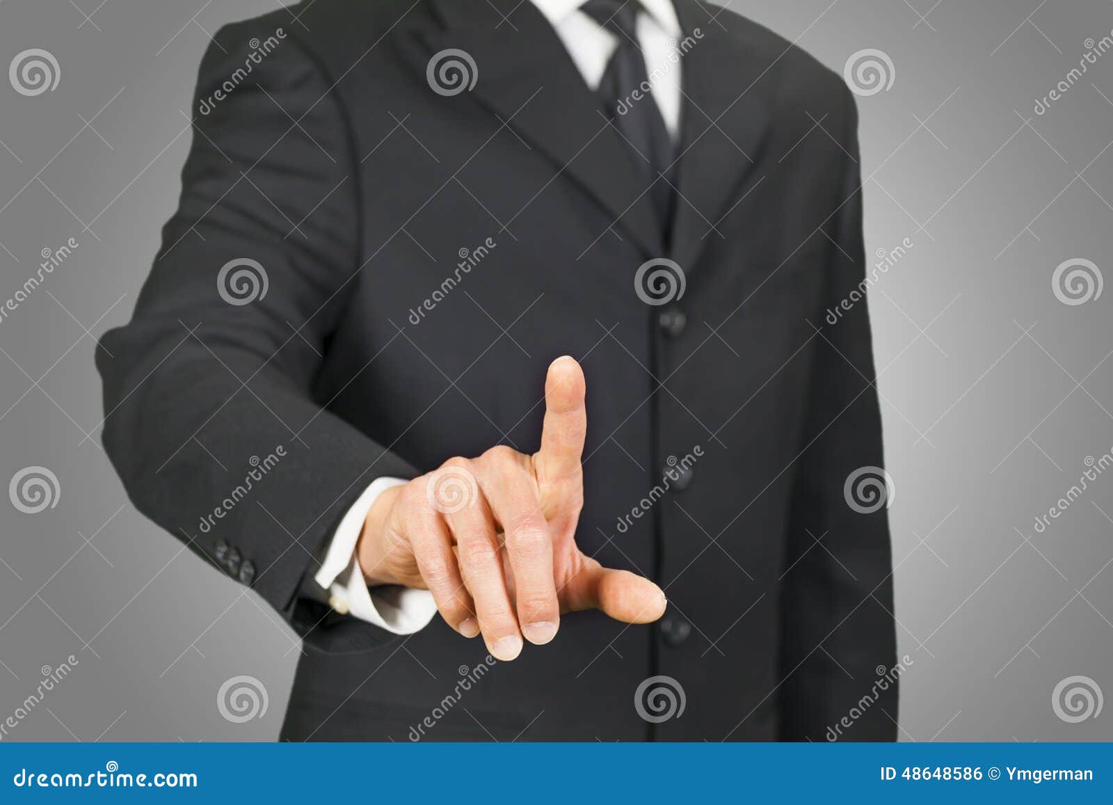 businessman clicking on touch screen