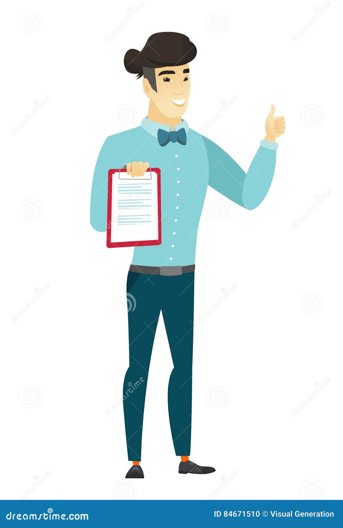Businessman with Clipboard Giving Thumb Up. Stock Vector - Illustration ...