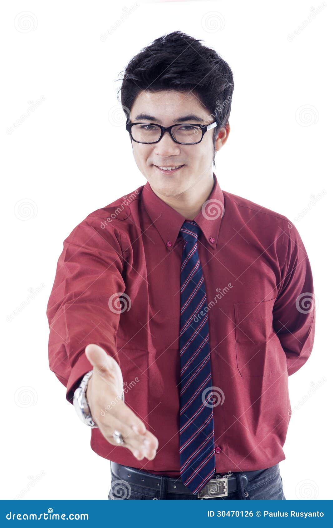 businessman congratulate on white