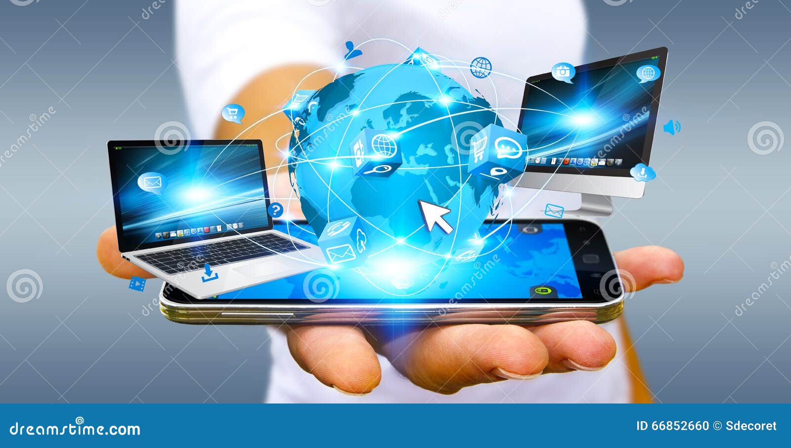 Businessman Connecting Tech Devices Stock Illustration Illustration