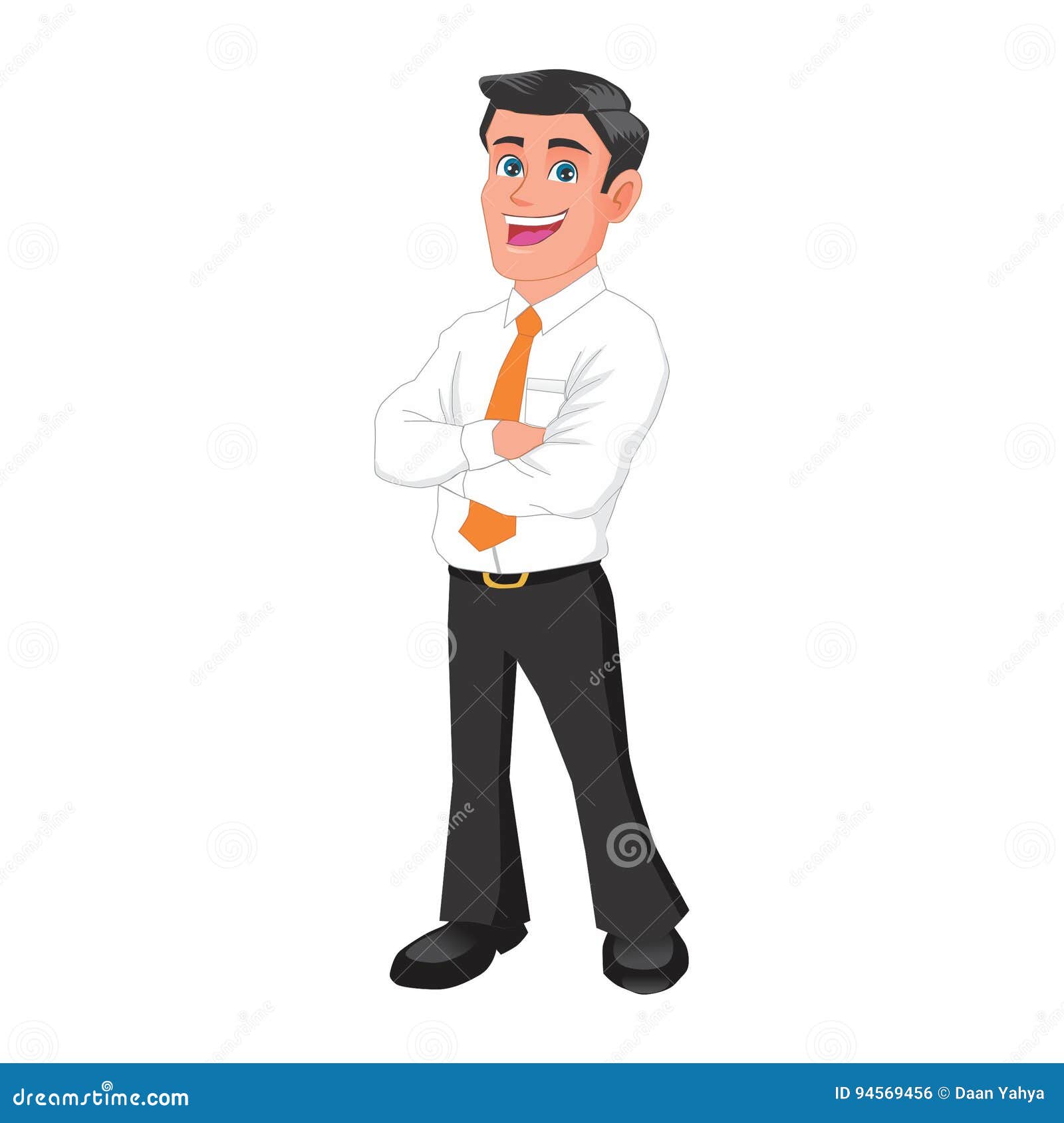 Businessman Crossed Arms Cartoon Stock Illustration - Illustration of