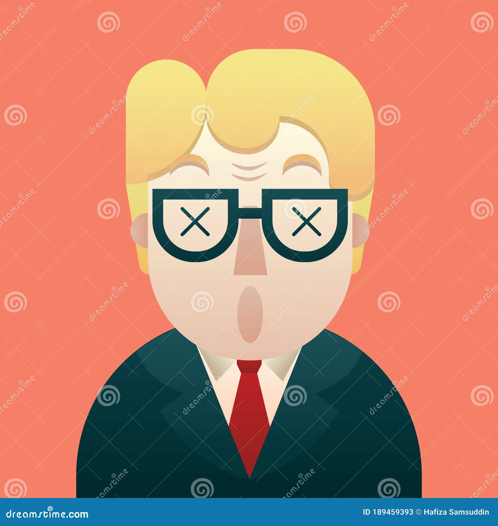 Businessman with Crossed Eyes. Vector Illustration Decorative Design