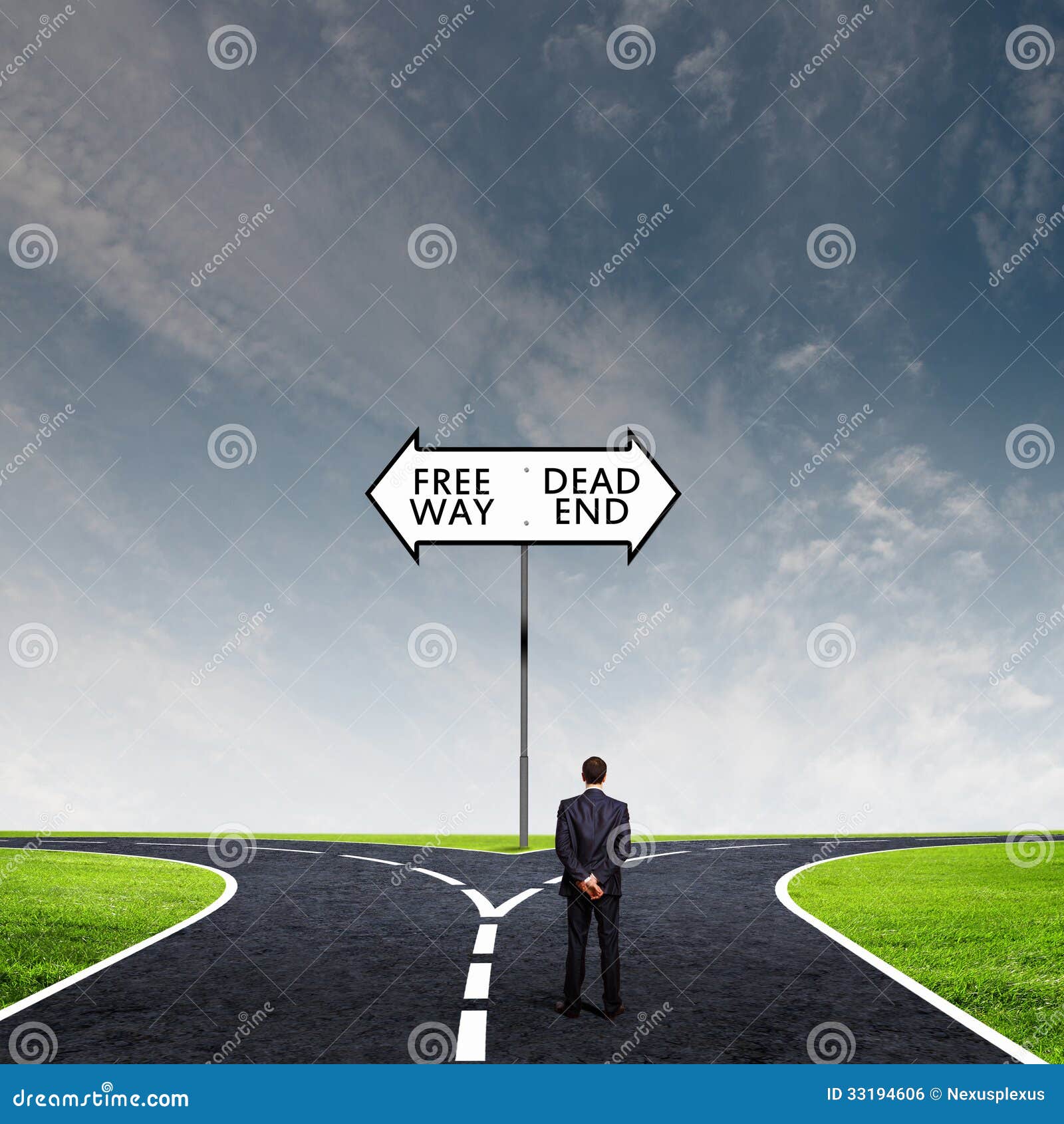 Businessman at crossroads stock photo. Image of doubt 33194606