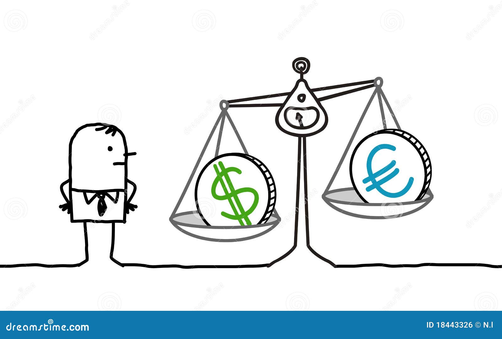 businessman & currencies in balance