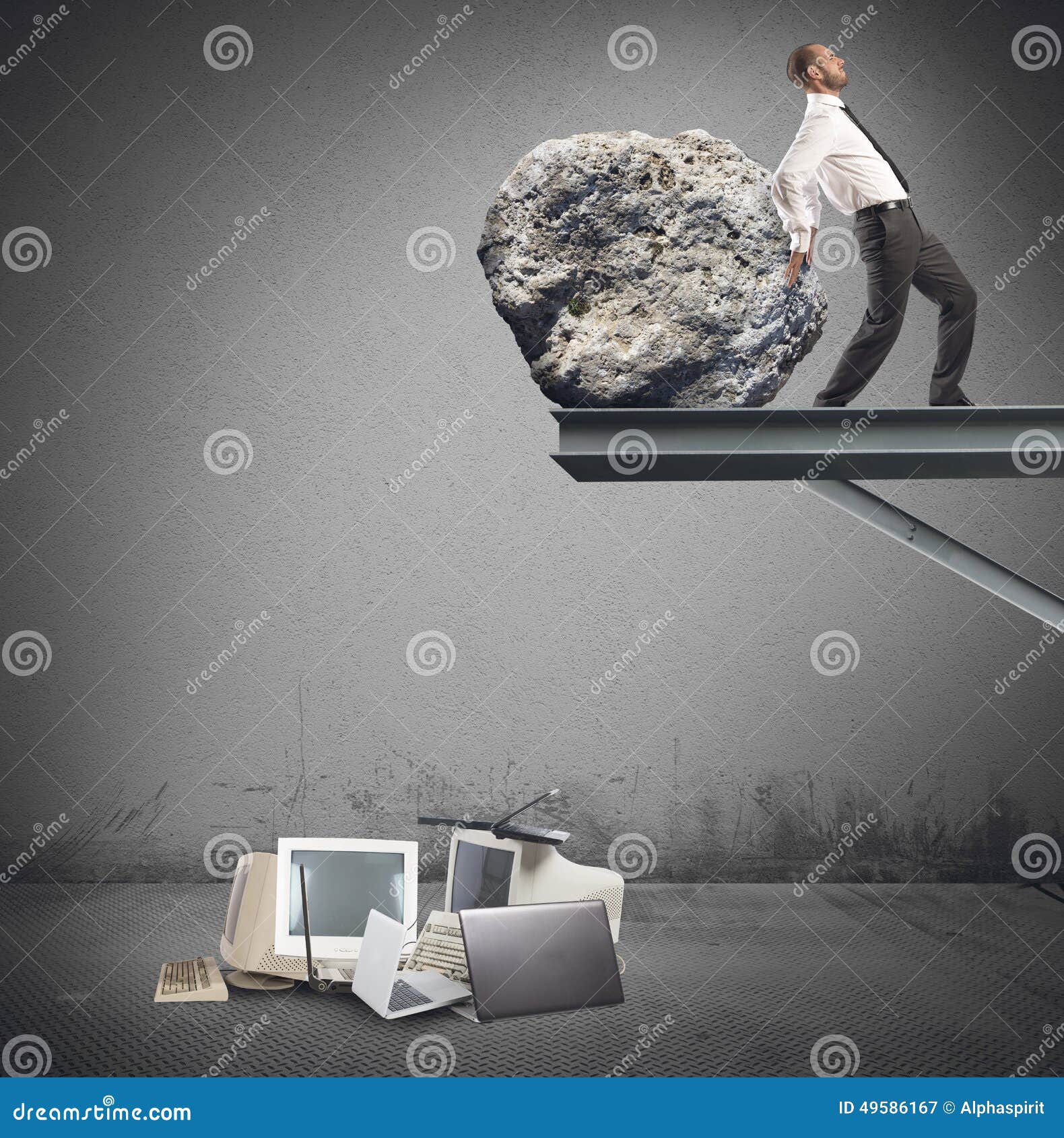 businessman destroy technology