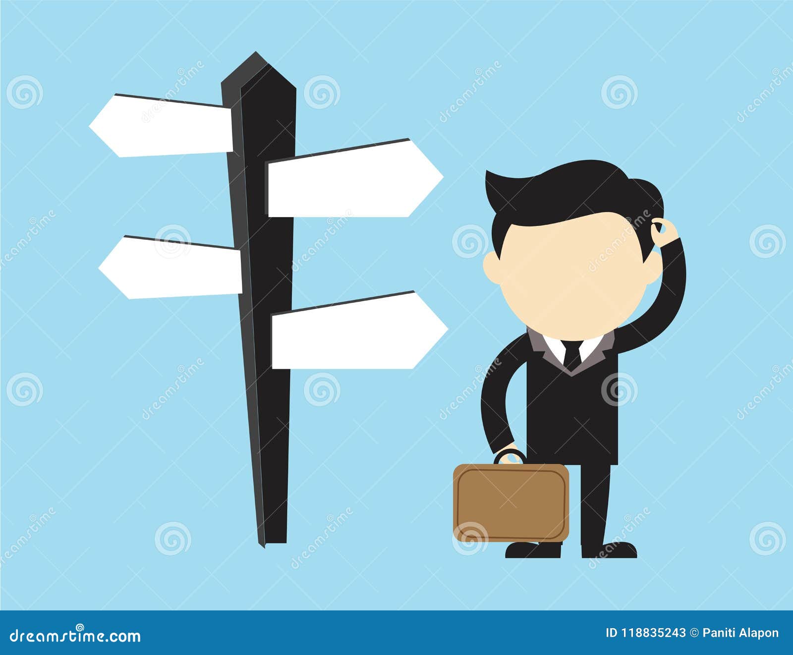 businessman doubting which direction is the best. 