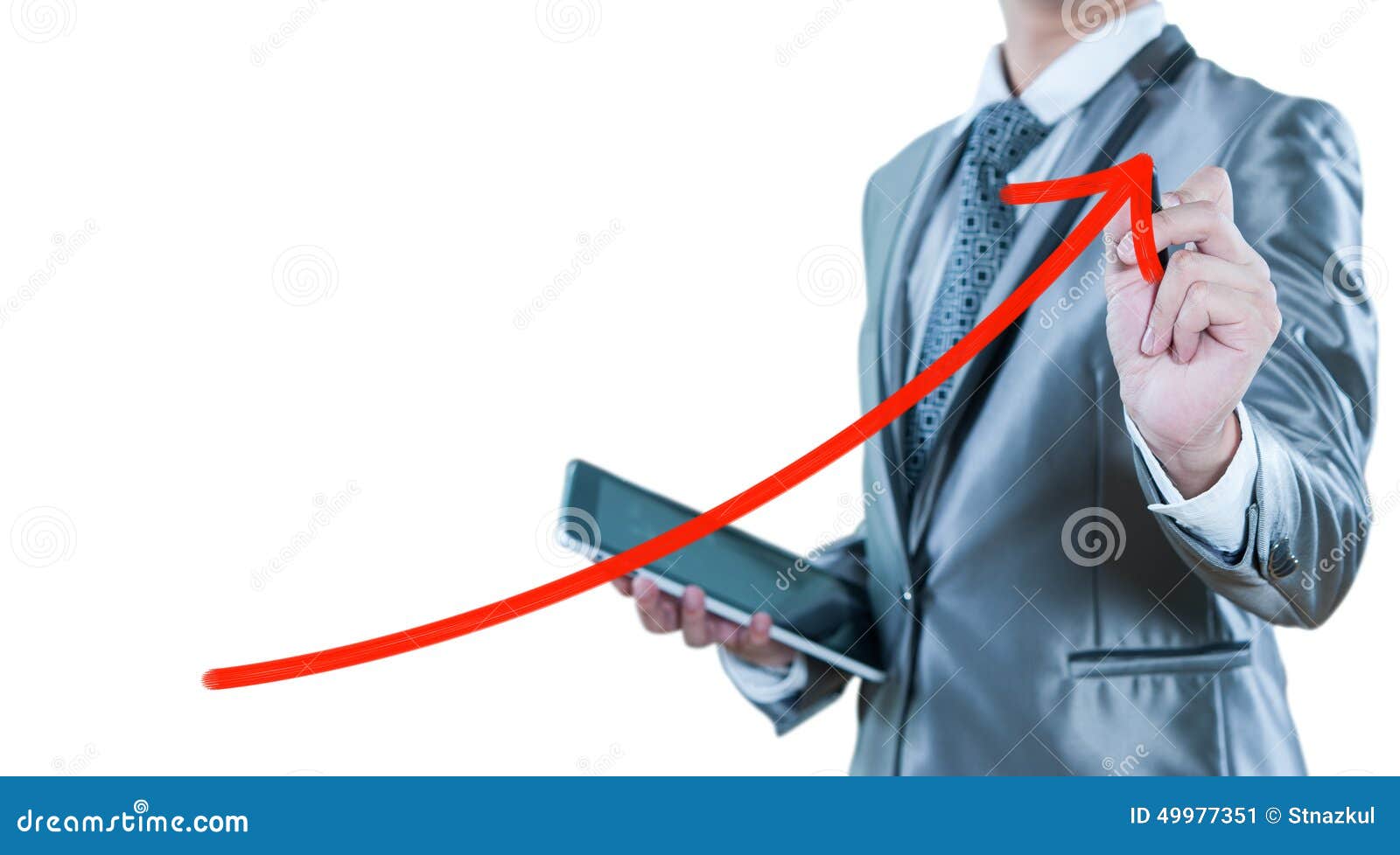 businessman draw red curve line, business strategy