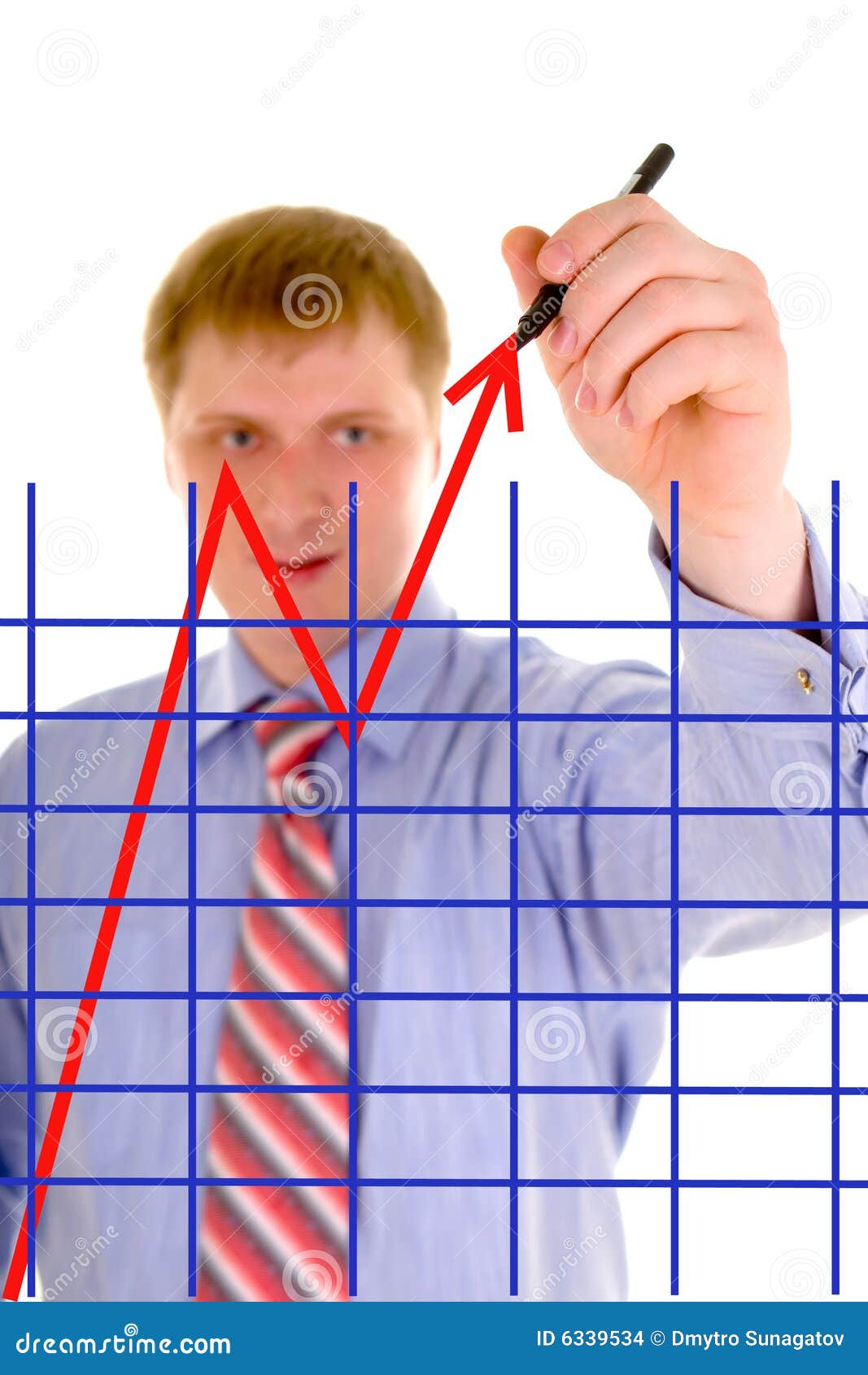 Businessman is Drawing a Arrow Stock Photo - Image of graph, meeting ...