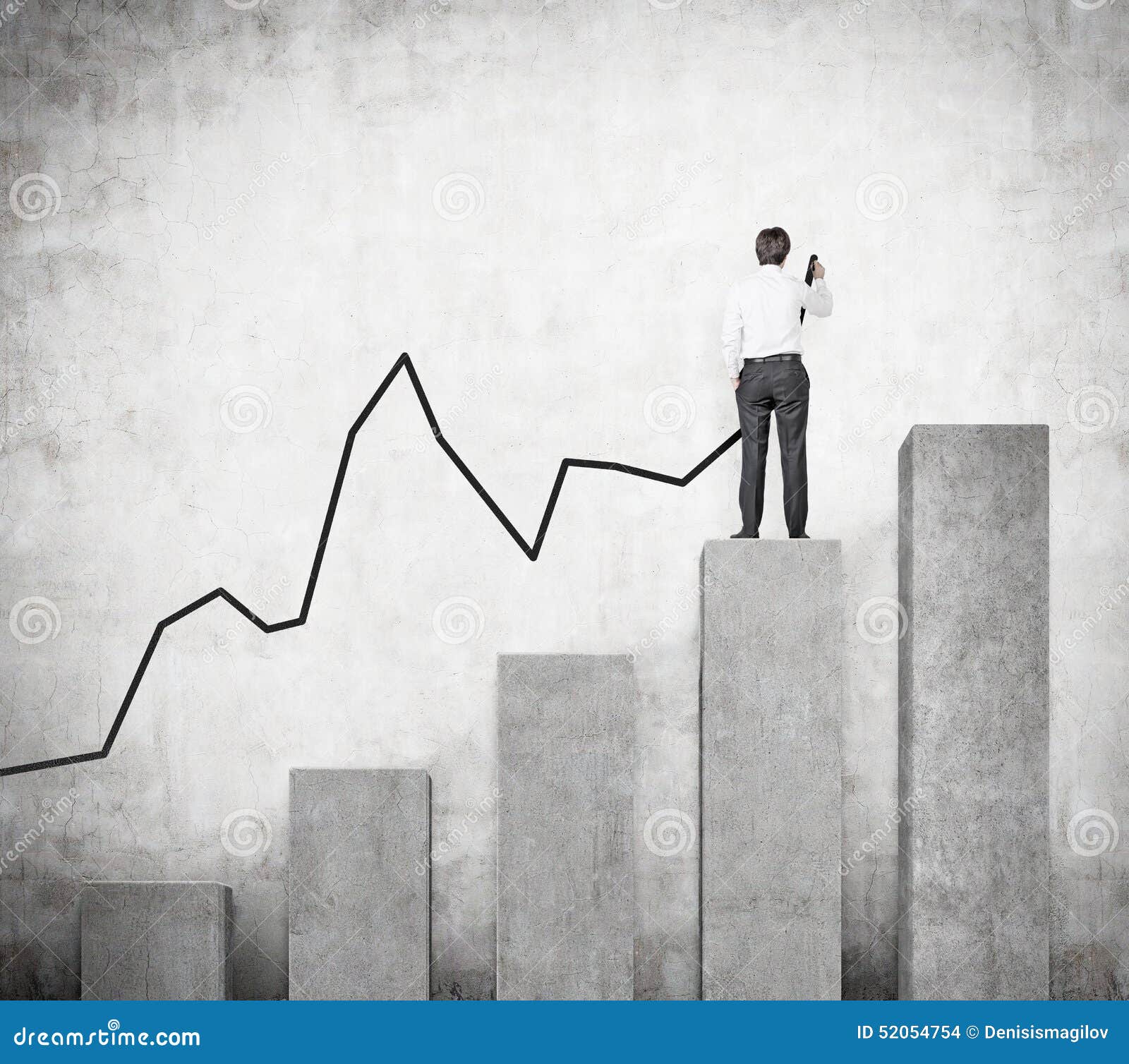 Businessman drawing arrow stock photo. Image of bond - 52054754