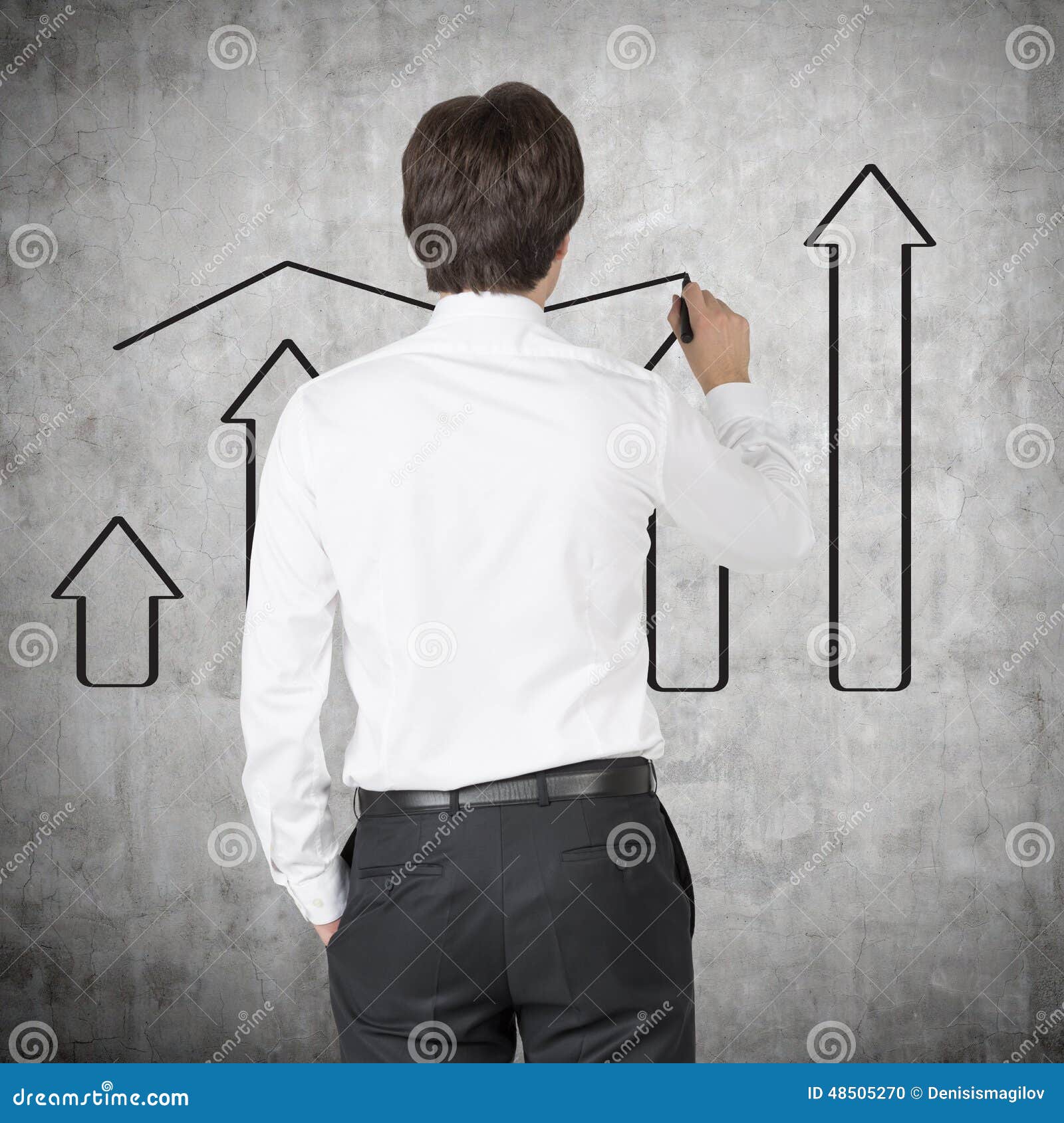 Businessman drawing arrows stock photo. Image of achievement - 48505270