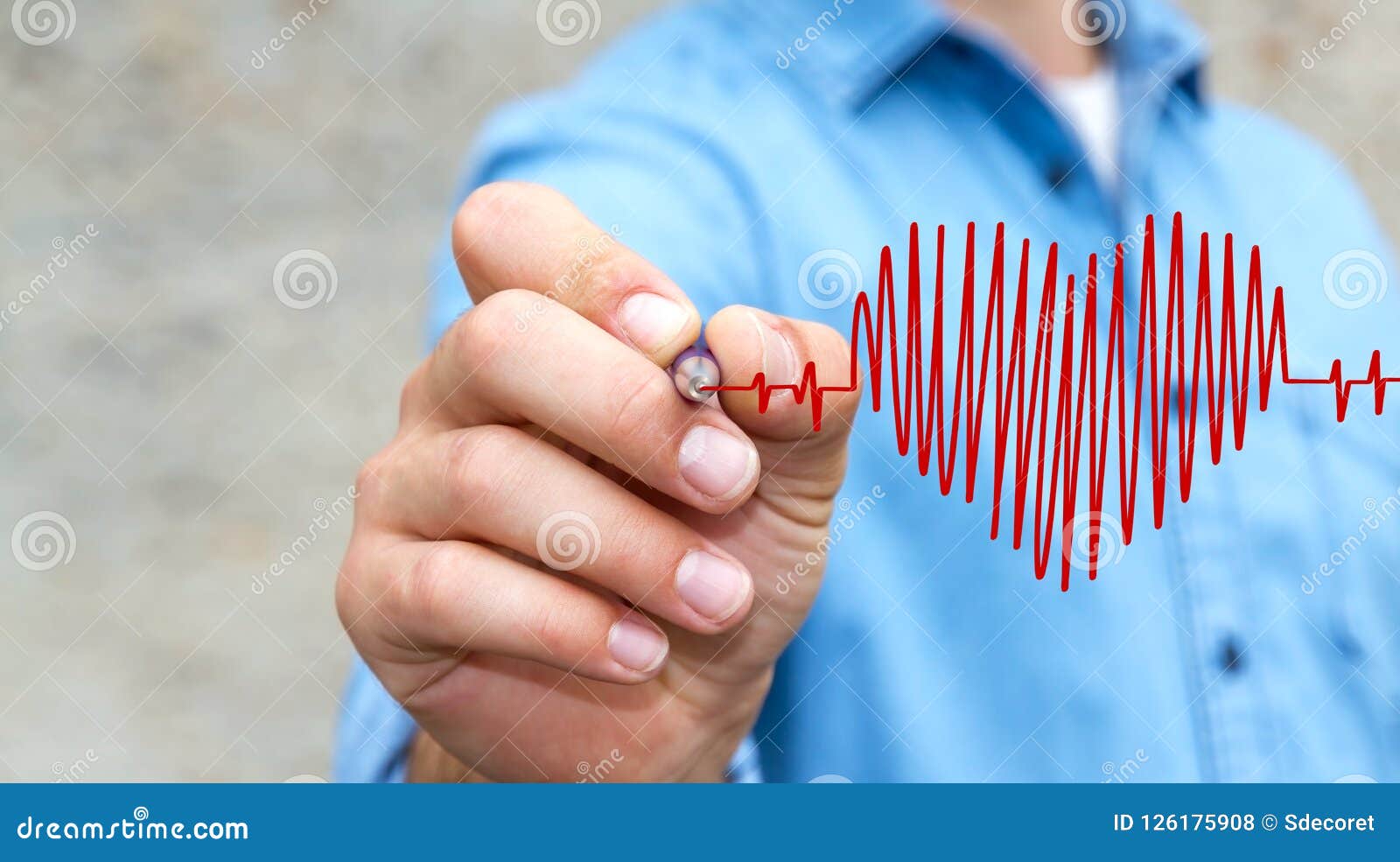 Businesswoman On Blurred Background Drawing A Heart Beat Sketch Stock  Photo, Picture And Royalty Free Image. Image 87773154.