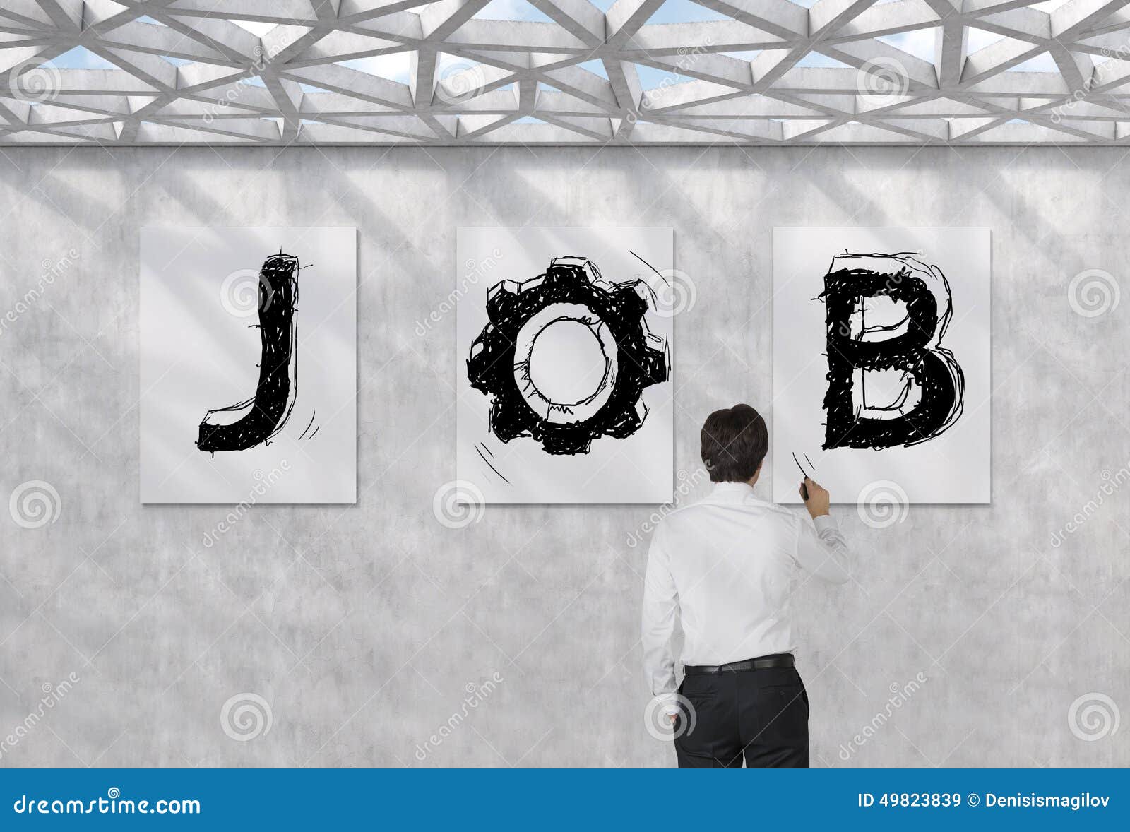 Businessman drawing job stock illustration. Illustration of banner