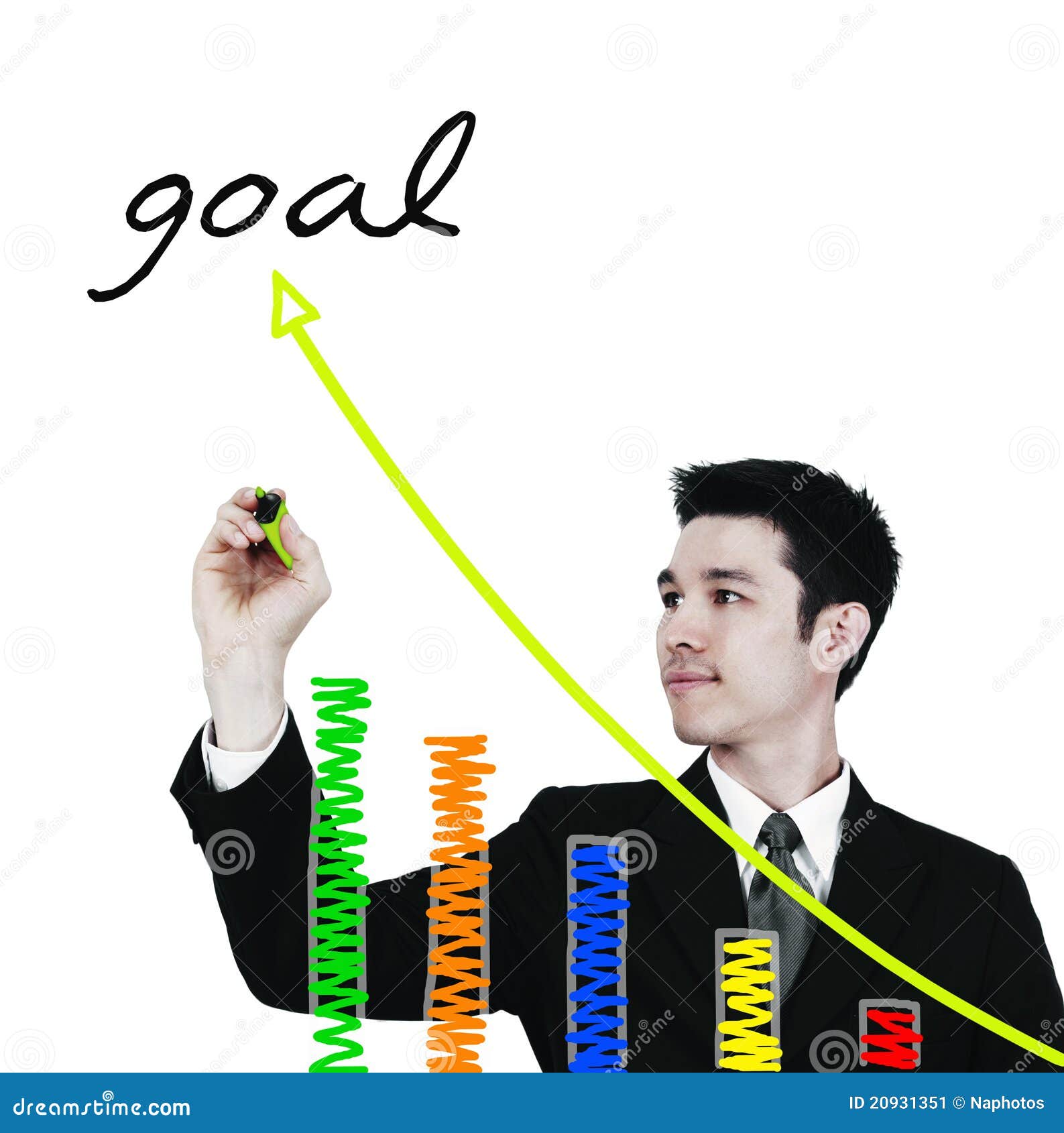 Businessman Drawing a Rising Arrow Stock Image - Image of finance ...
