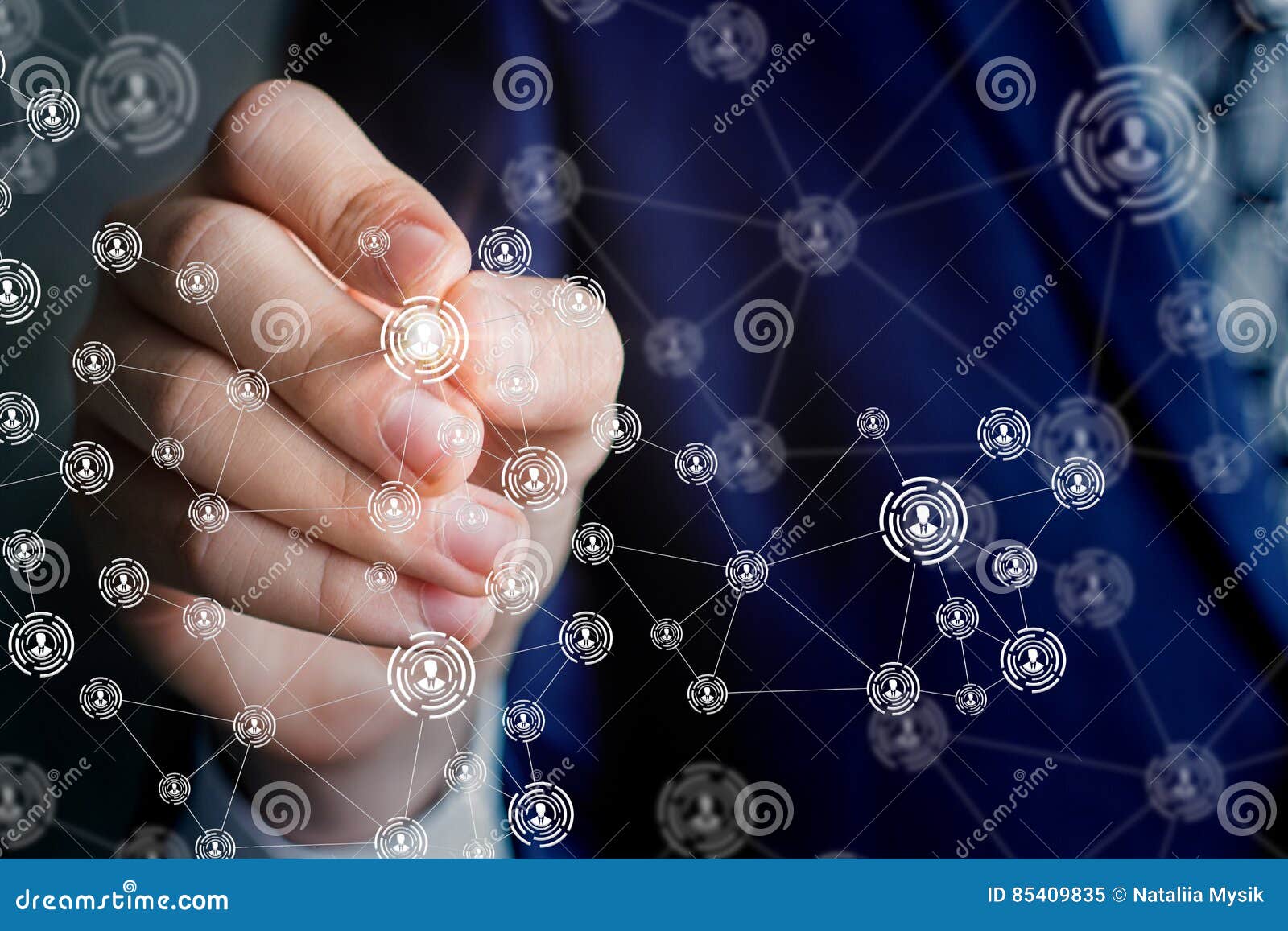 Businessman Draws a Diagram of Network. Stock Image - Image of