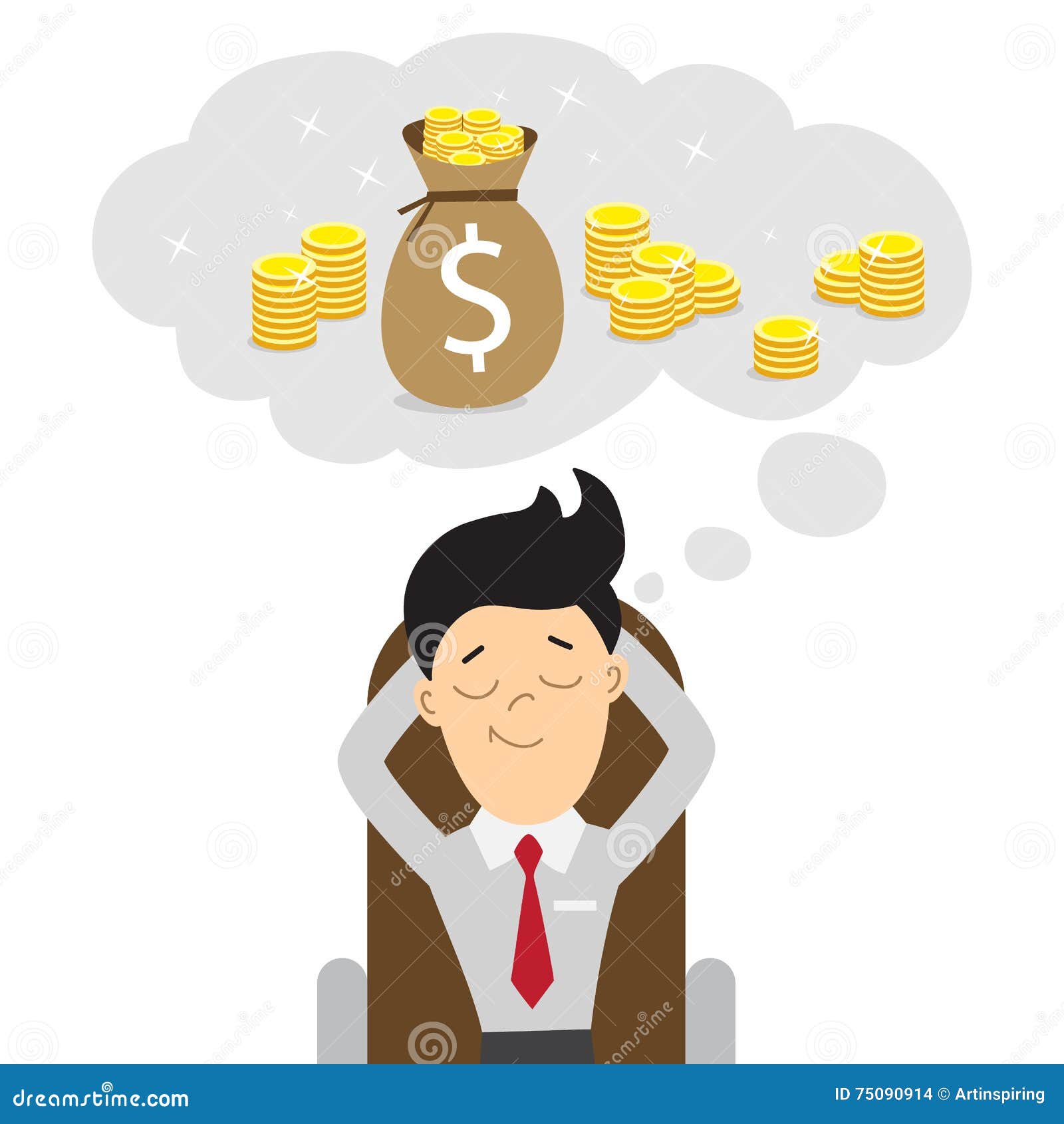 Businessman Dreams of Money. Stock Vector - Illustration of cartoon