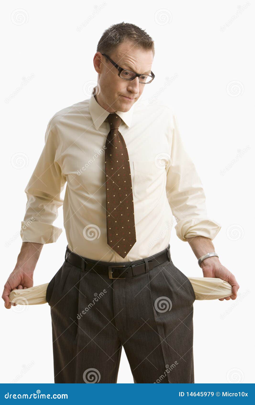 Businessman Emptying His Pockets Isolated Stock Image Image of