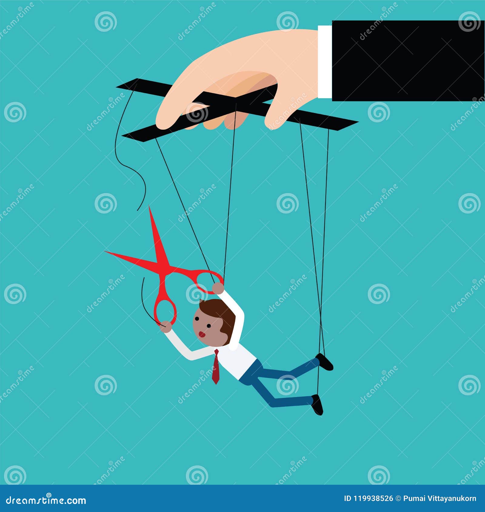 Businessman Escaping a Controlling Boss Stock Vector Illustration of