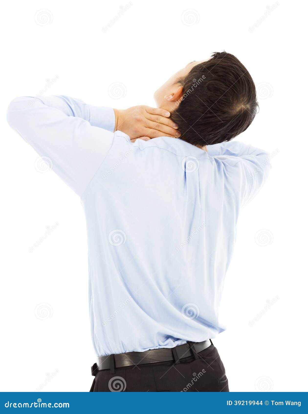 Businessman Experiencing Physical Neck Stock Photo Image