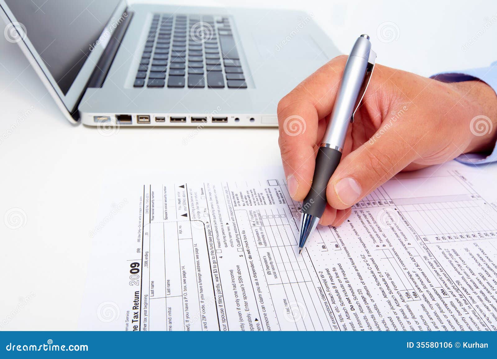 Businessman Filling The Form. Stock Photo - Image of technology, person ...
