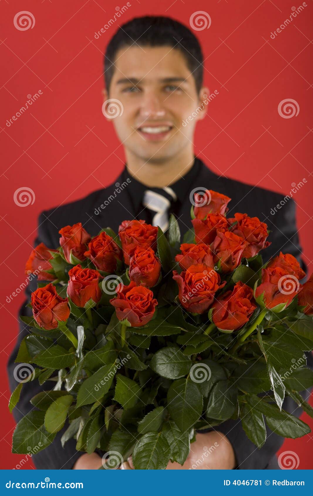 Businessman with flowers stock image. Image of front, companion - 4046781