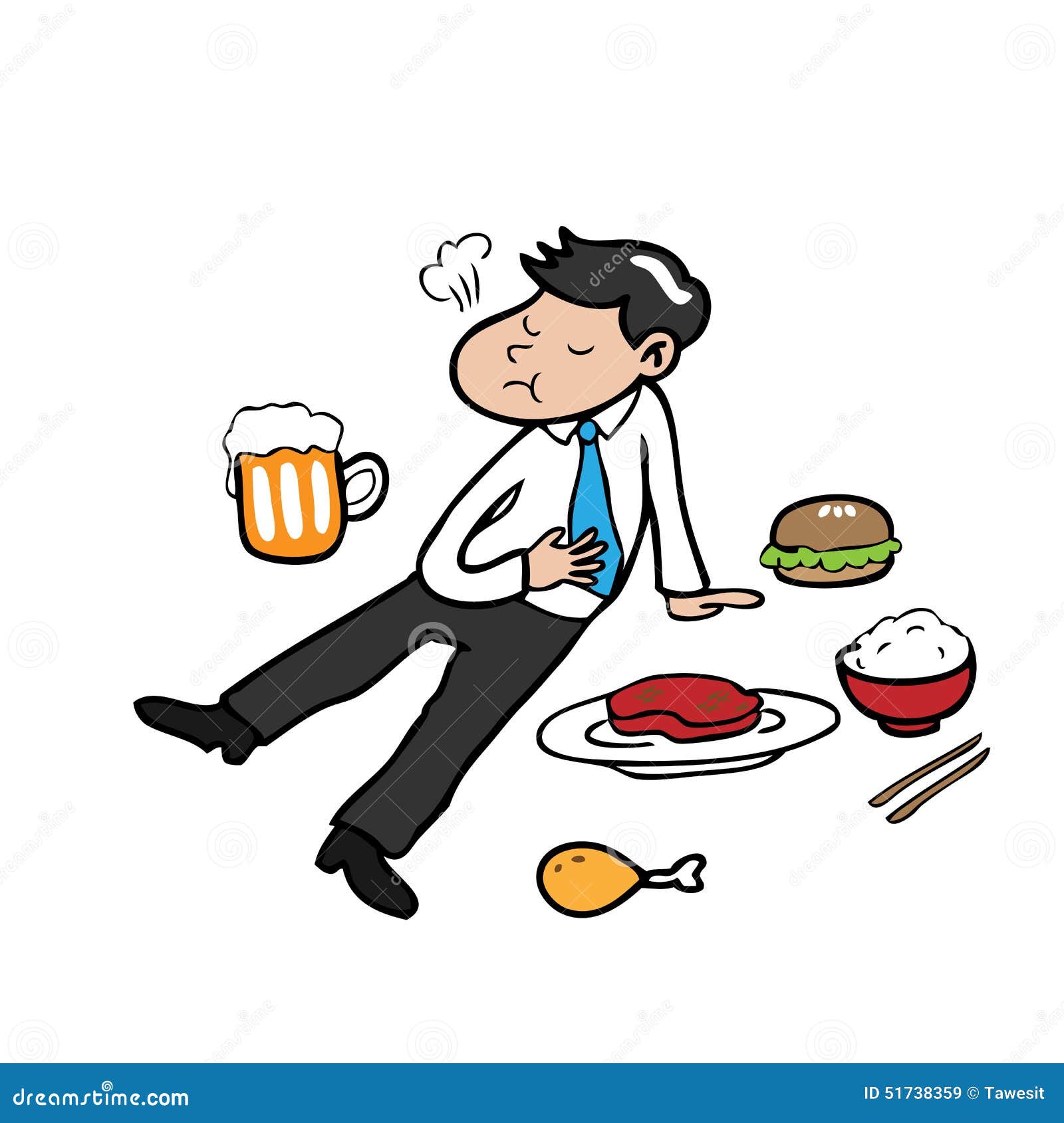 Businessman full of food stock vector. Illustration of meat - 51738359