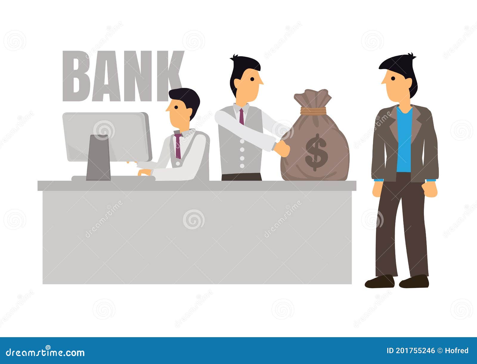 Businessman Getting a Loan from the Bank Stock Vector - Illustration of