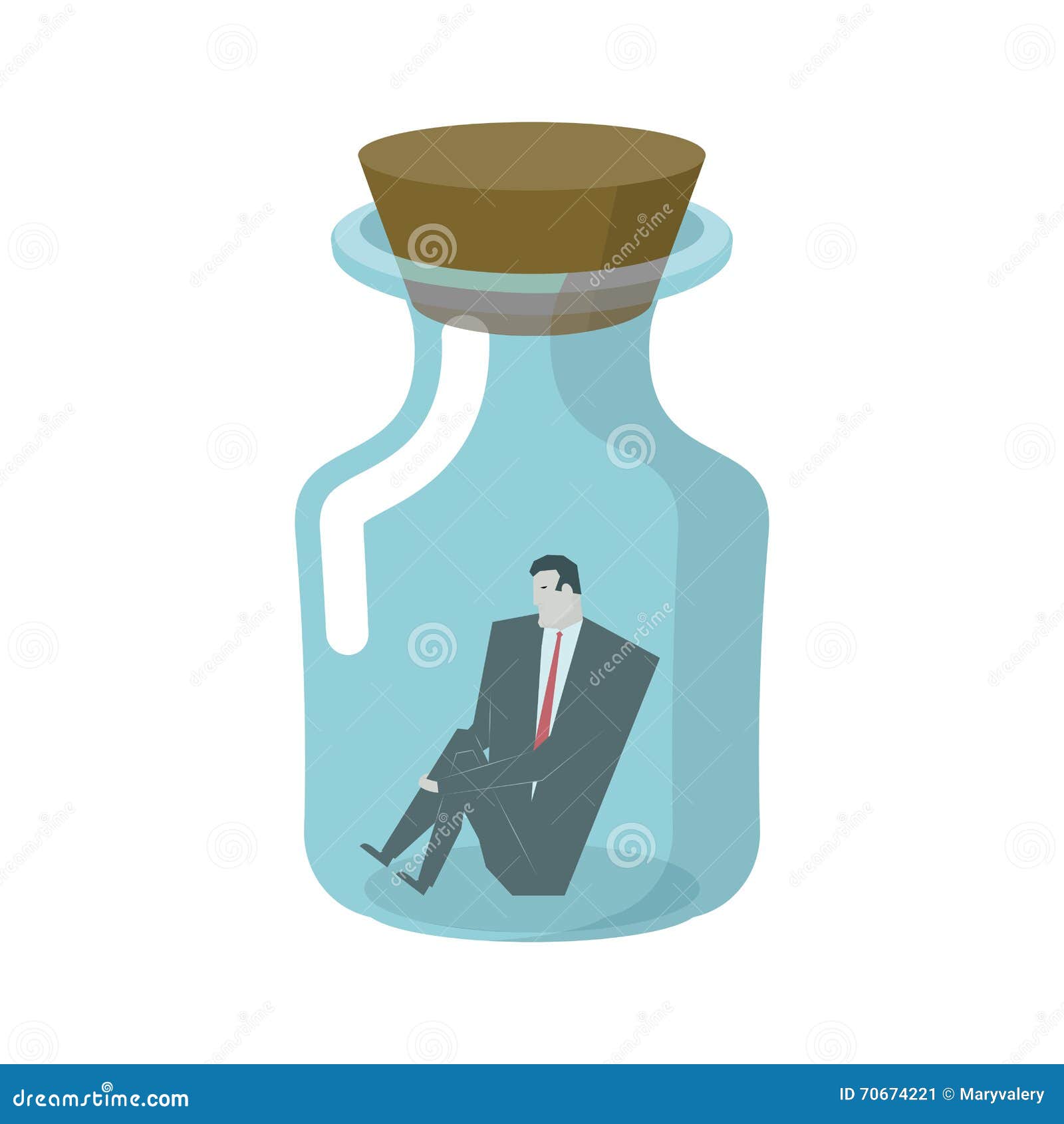 Man Sits On Glass Jar