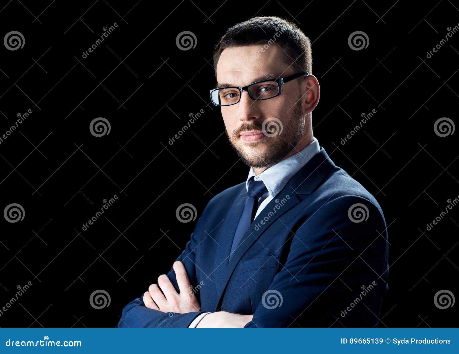 Businessman in Glasses Over Black Stock Image - Image of concept ...