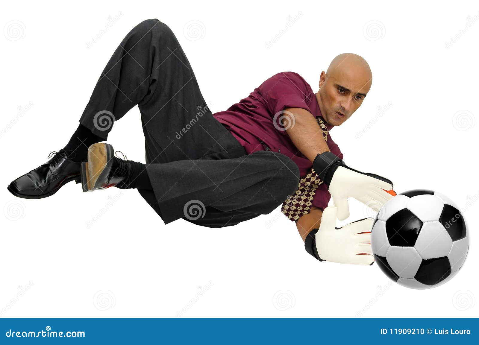 Businessman goalkeeper stock photo. Image of player, male 11909210