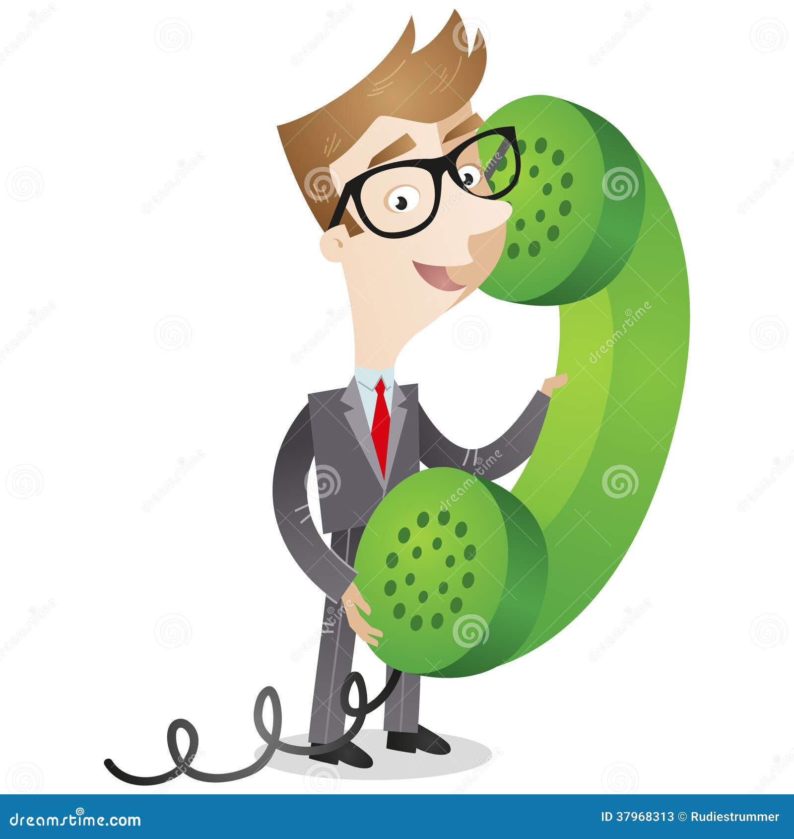 Businessman With Green Telephone Receiver Stock Photos - Image: 37968313