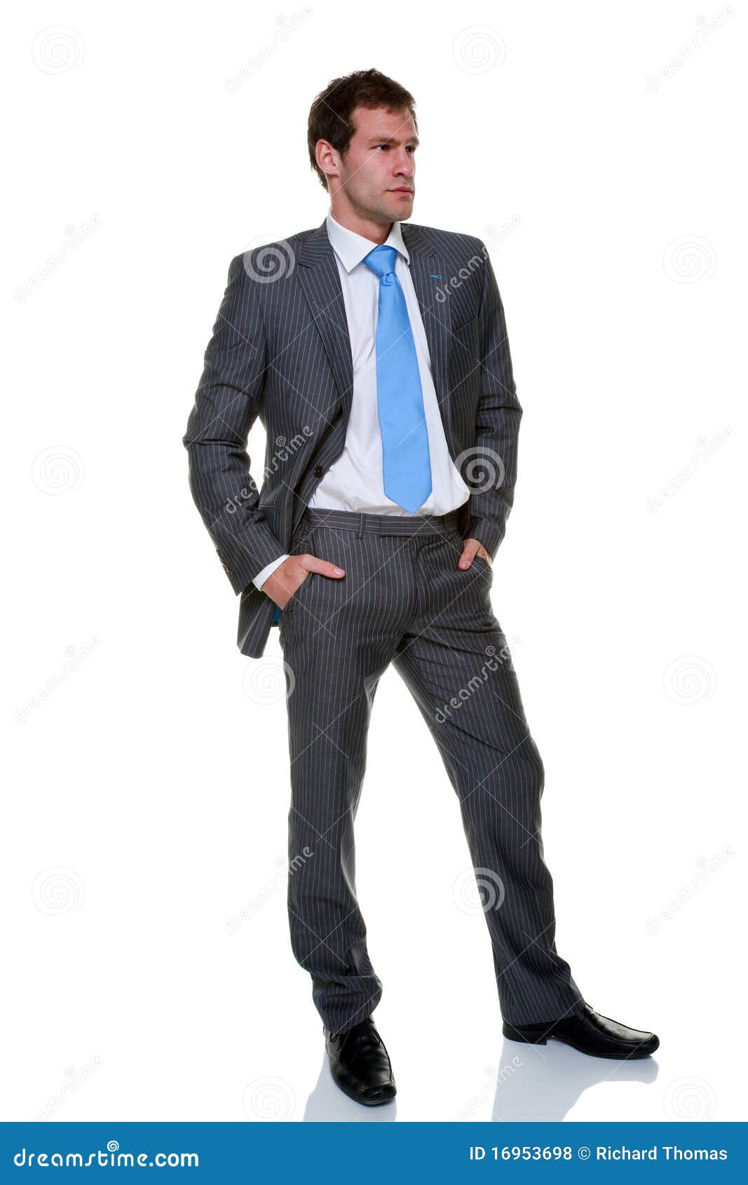 Businessman Grey Pinstripe Suit Isolated Stock Photo - Image of ...