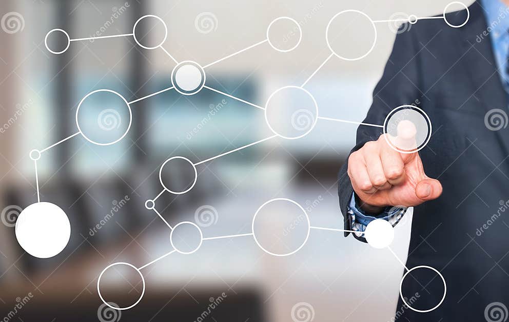 Businessman Hand Drawing Blank Flow Chart on New Modern Computer Stock ...