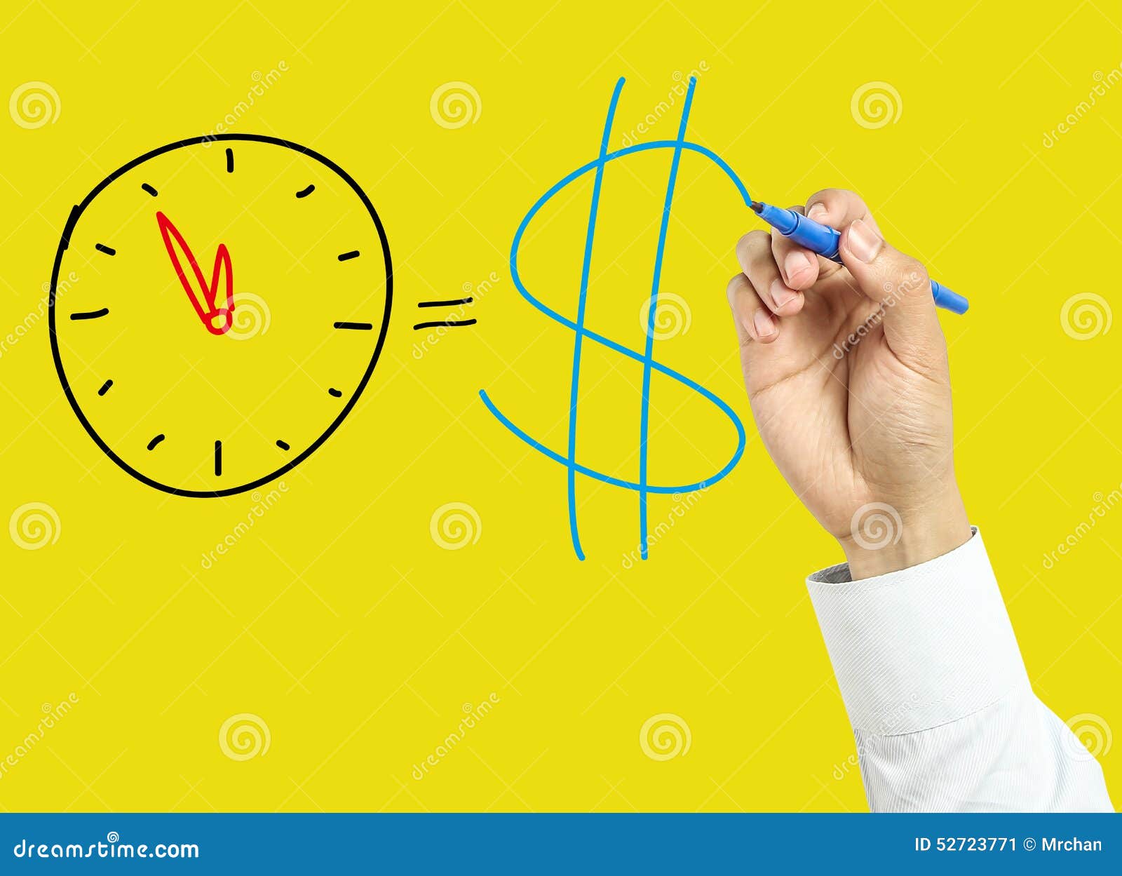 Businessman Hand Drawing Time is Money Concept Stock Image - Image of ...