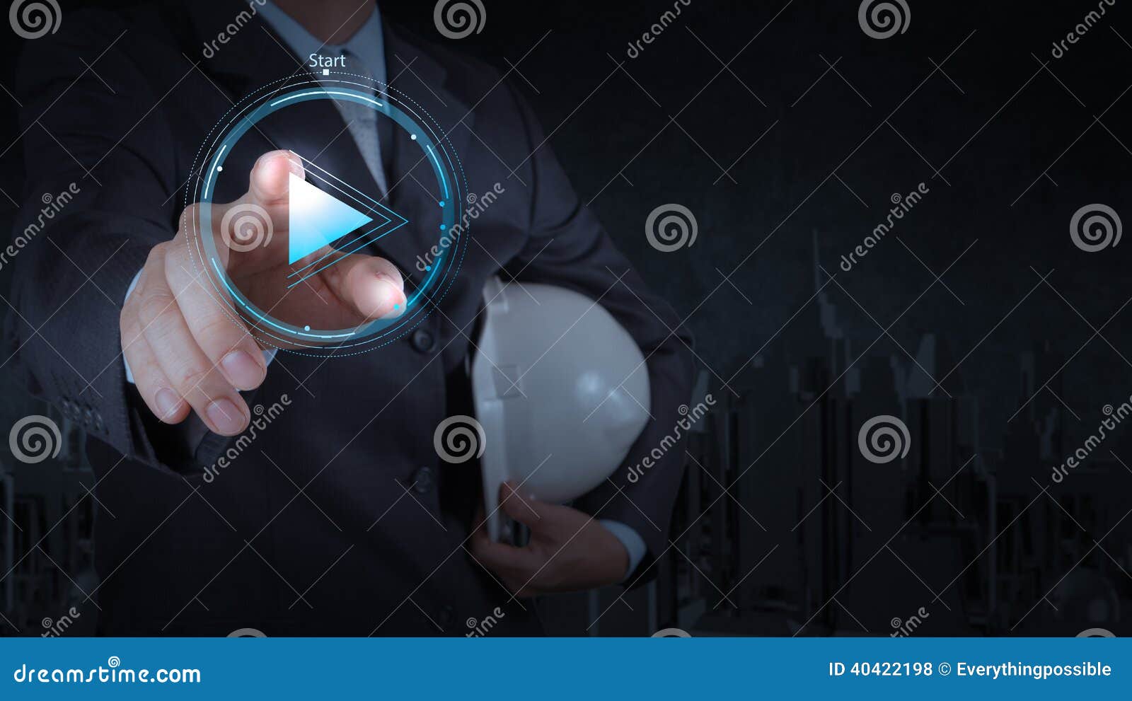 Hand Press Play Button Sign Start Stock Photo 250971760