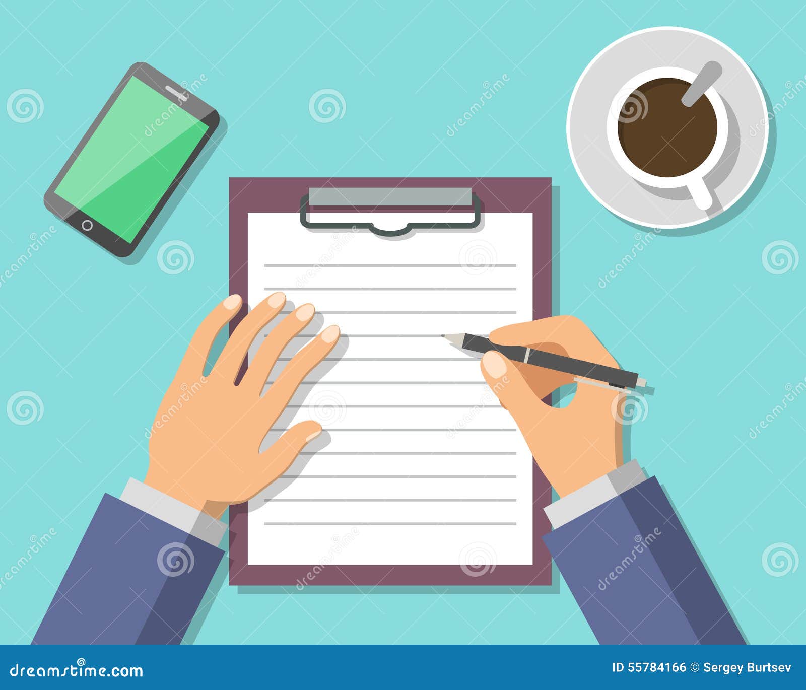 Businessman Hand Sign Business Document Stock Vector Illustration of
