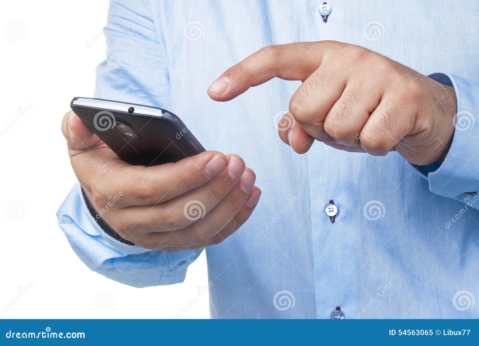 Businessman Hands Smartphone Working Touching Isolated Stock Image ...
