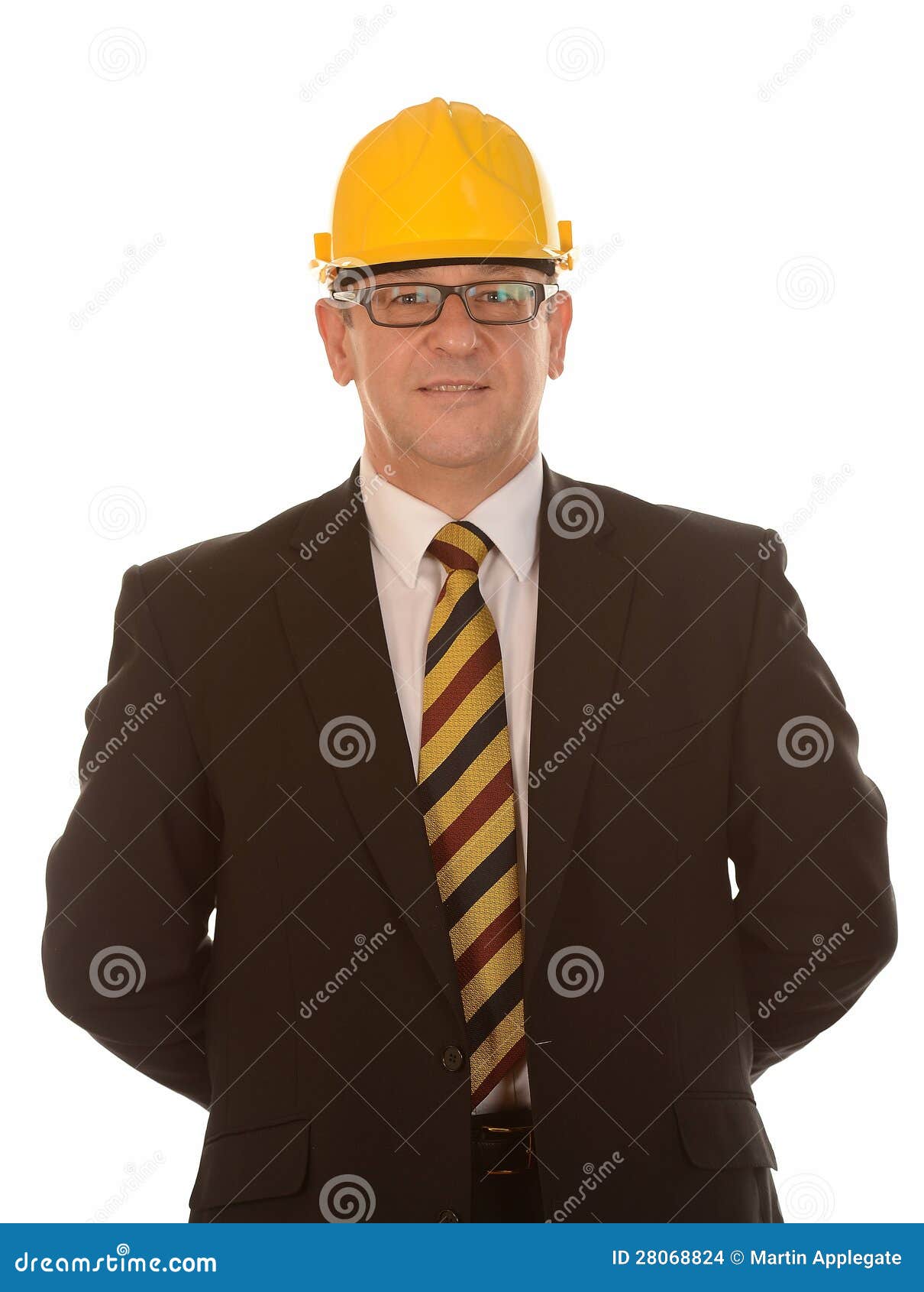Businessman in hard hat stock photo. Image of looking 28068824