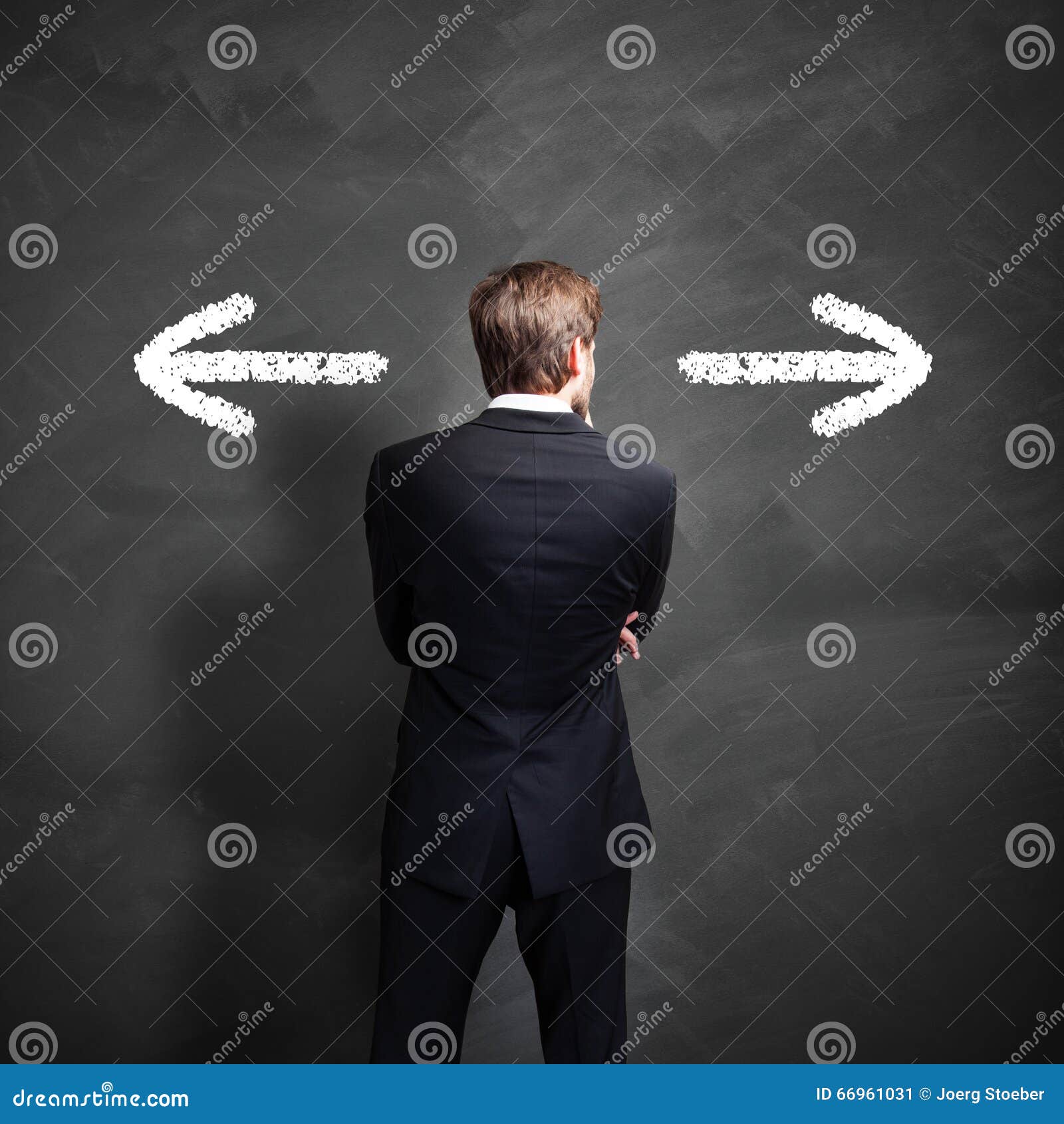 businessman having to decide which way to go