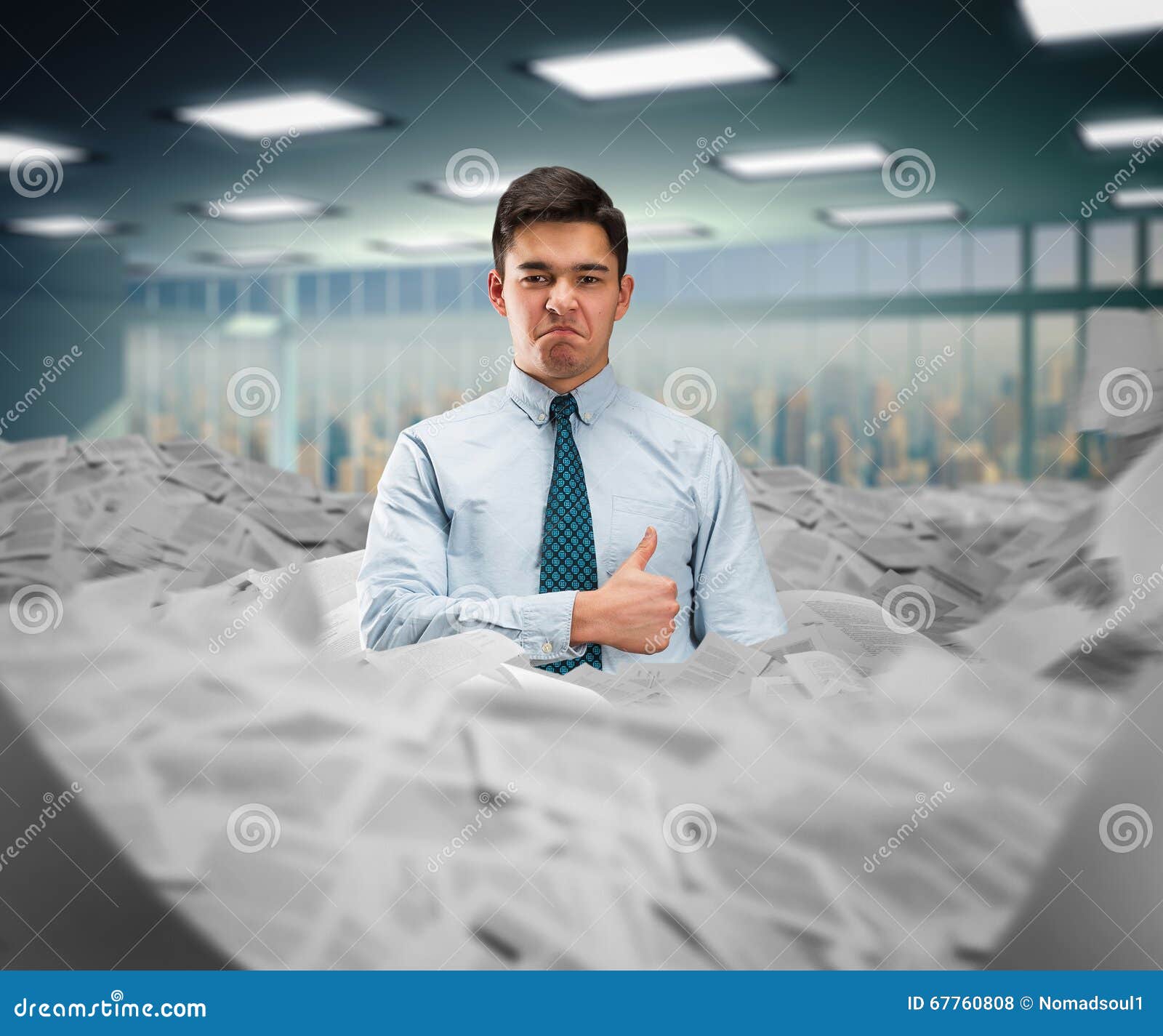 Businessman In The Heap Of Papers Stock Photo Image Of Assistance