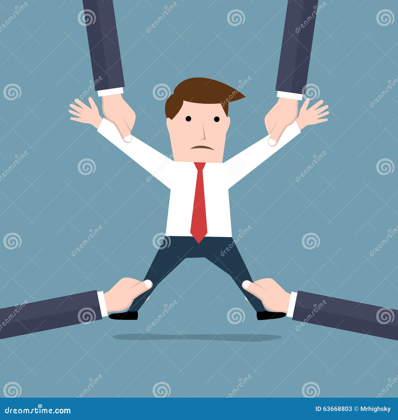 Businessman Held By Four Arms Cartoon Vector 63668803