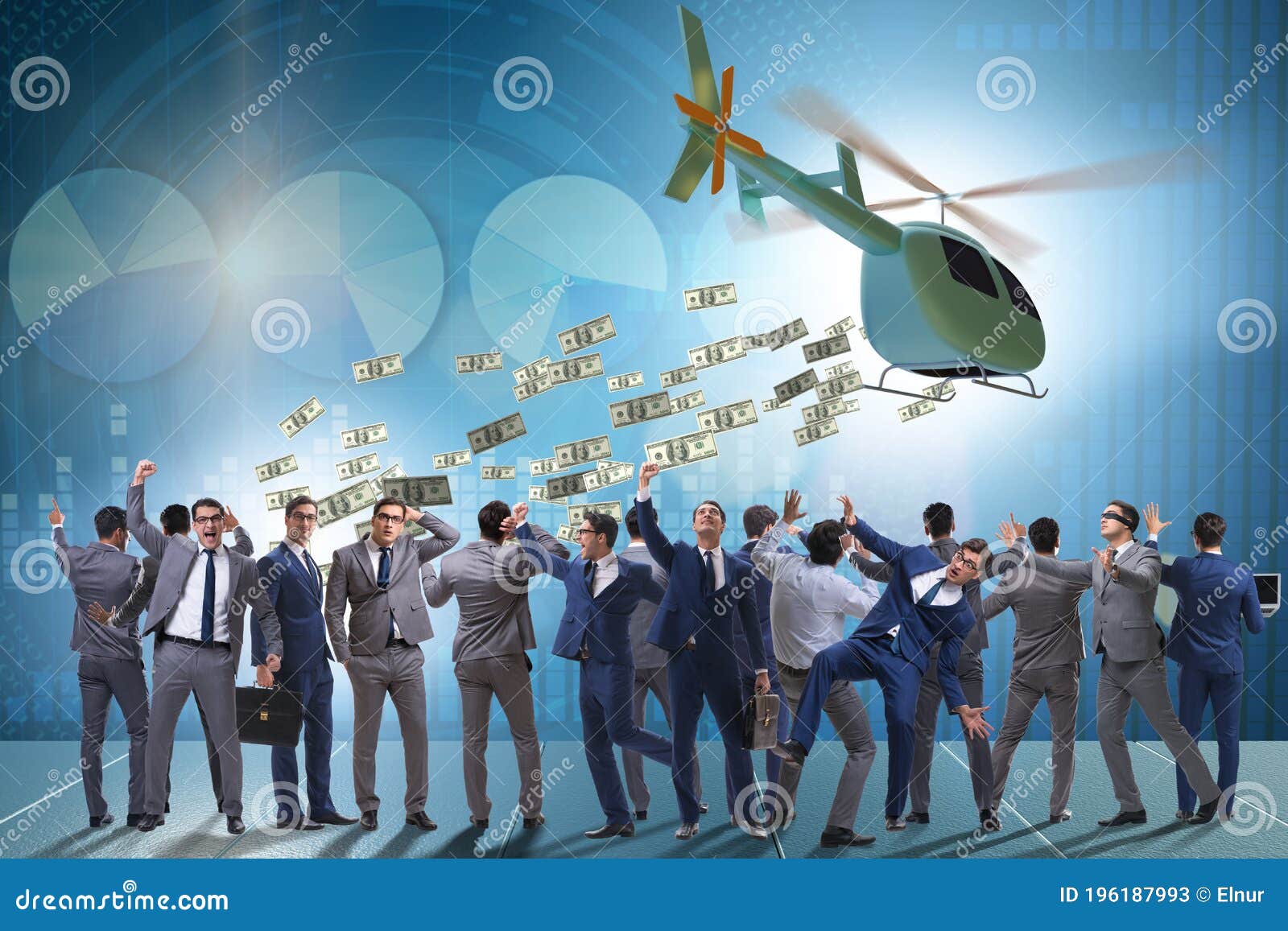 Businessman in Helicopter Money Concept Stock Image Image of dollar