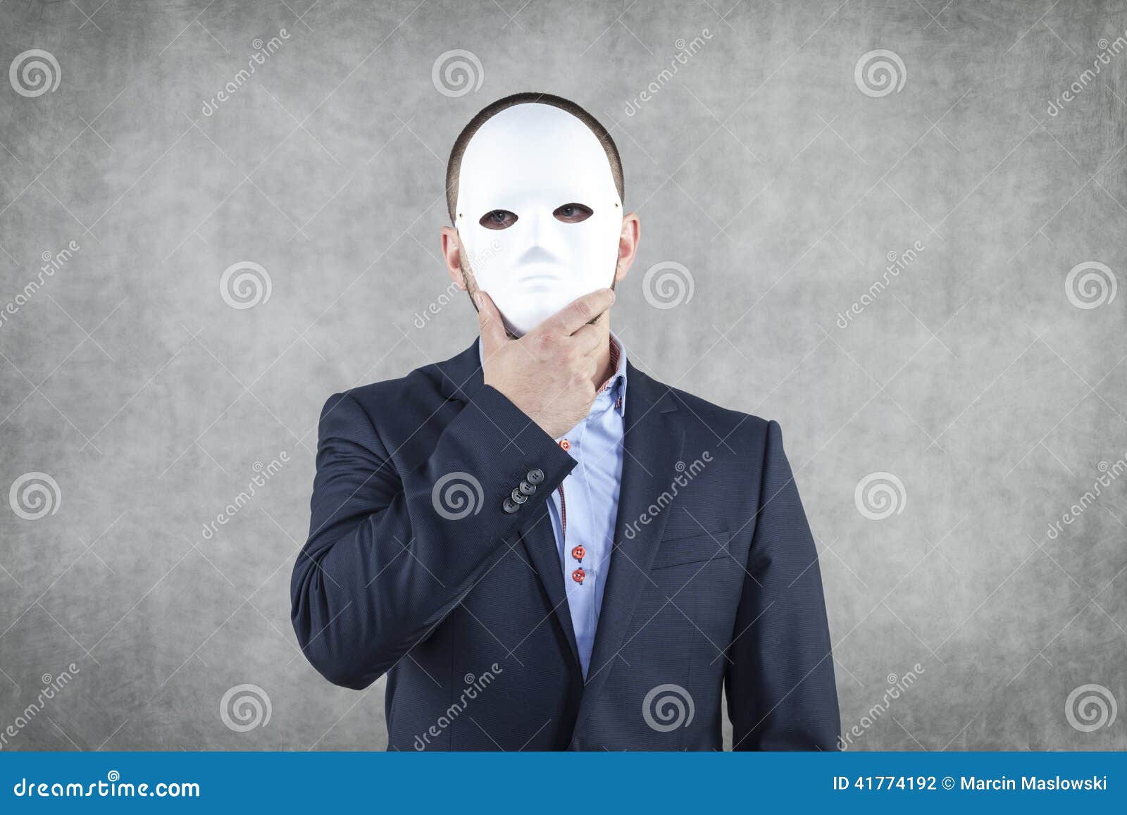 Businessman Hidden Behind The Mask Stock Photo - Image: 41774192