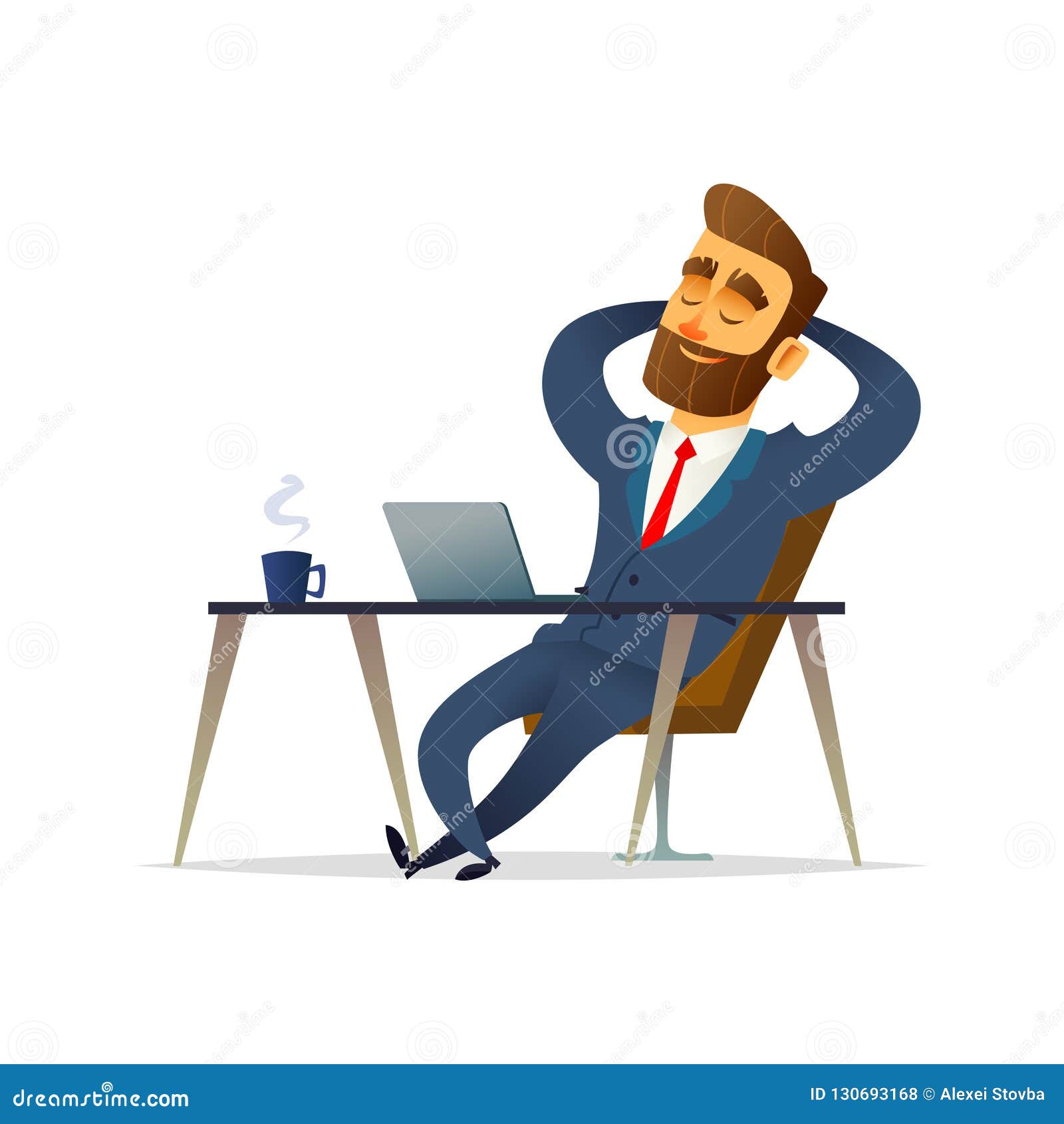Businessman On His Desk Relaxing Manager Sit Relax And Think On