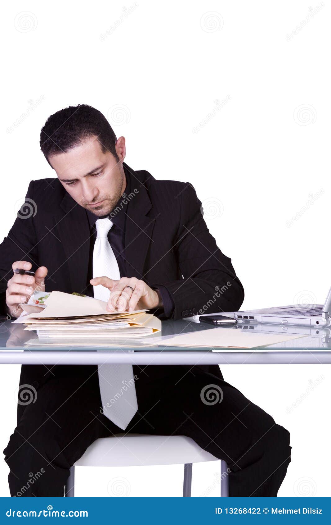 Businessman At His Desk Working Stock Photo Image of document