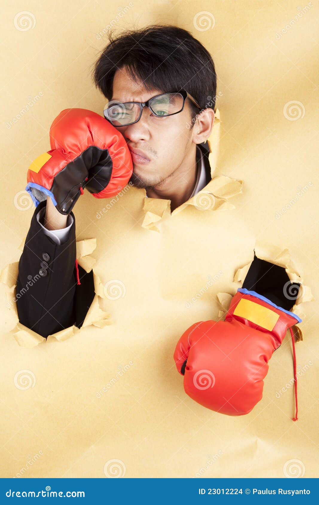 Businessman Hit His Face with Boxing Glove Stock Photo Image of fist