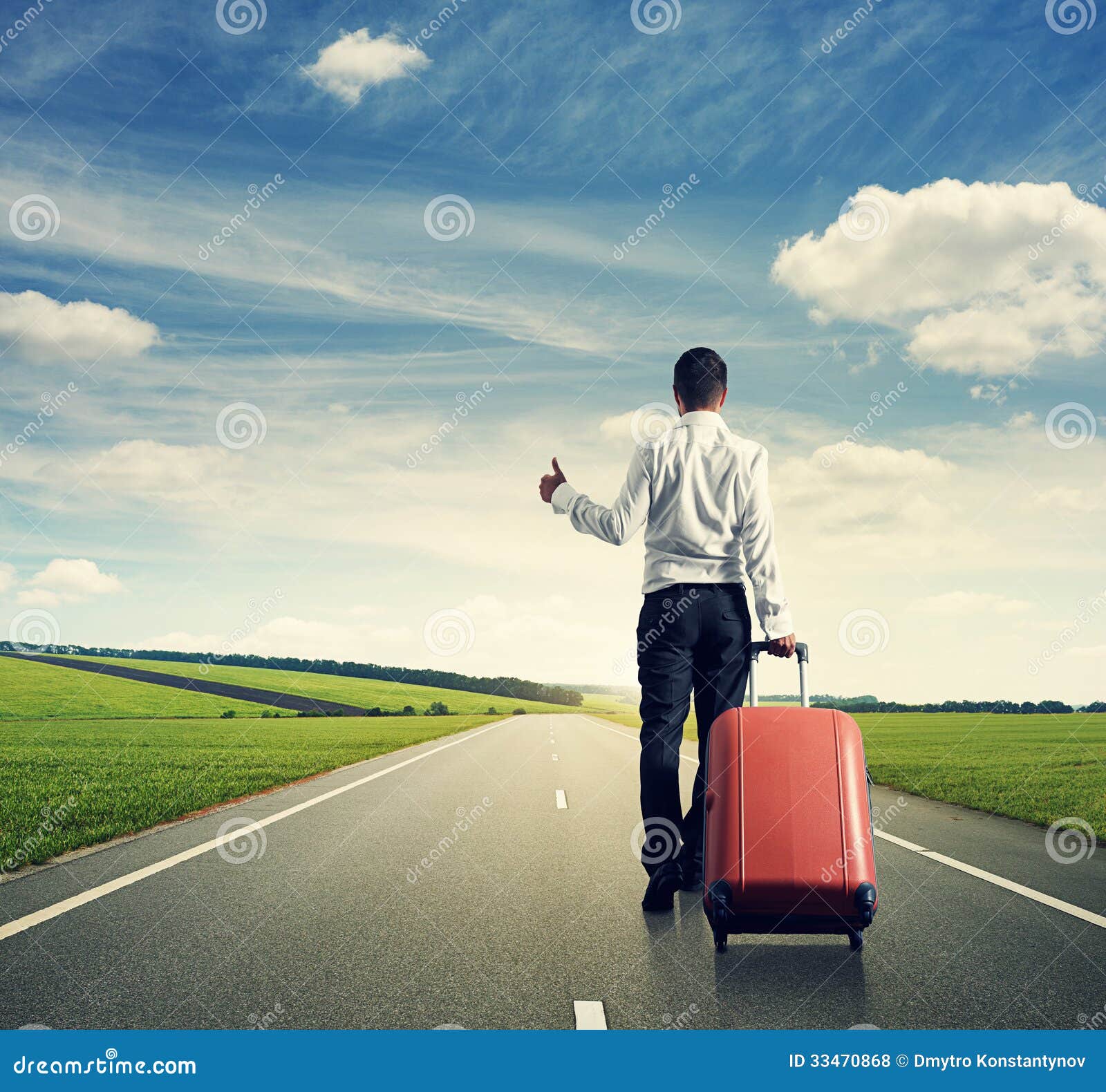 Businessman Hitch Hiking on the Road Stock Photo Image of assignment