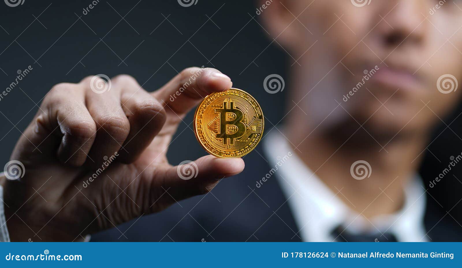 Businessman Holding Bitcoin. Digital Crypto Currency Stock ...